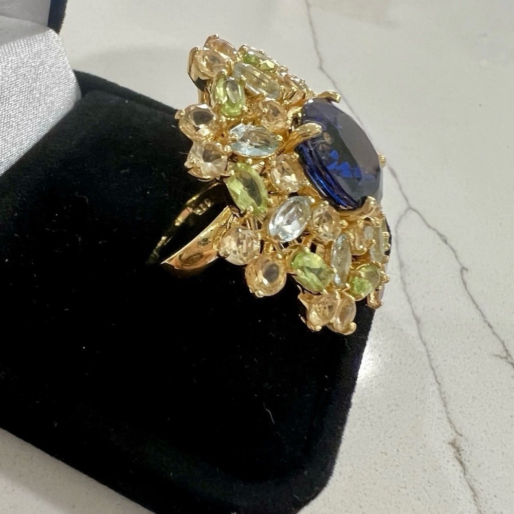 Magic Perfection Bold Statement Ring Blue Topaz 9… - image 2